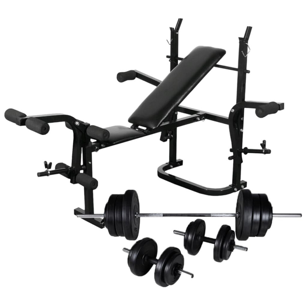vidaXL Weight Bench with Weight Rack Barbell and Dumbbell Set 60.5kg Fitness 
